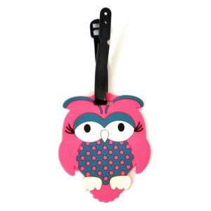 Pink Owl ~ Travel Suitcase ID Luggage Tag and Suitcase Label